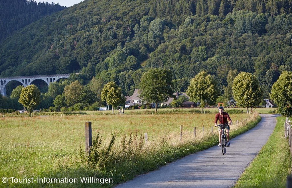 Foto eines Radfahrer auf einem Feldweg