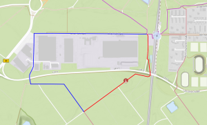 Kartendarstellung des Radroutenplaners Hessen mit einer Sperrung