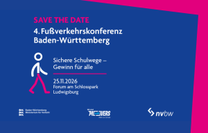 Banner zur Ankündigung des 4.Fußverkehrskongress in Baden-Württemberg