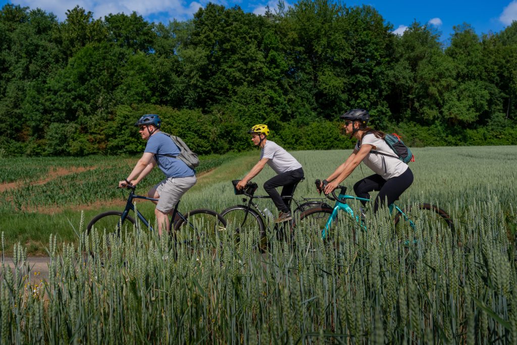 Foto von drei Radfahrern in der Natur